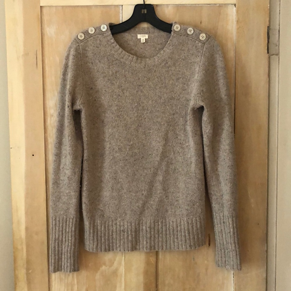 Women's Button-Shoulder Sweater - Tan